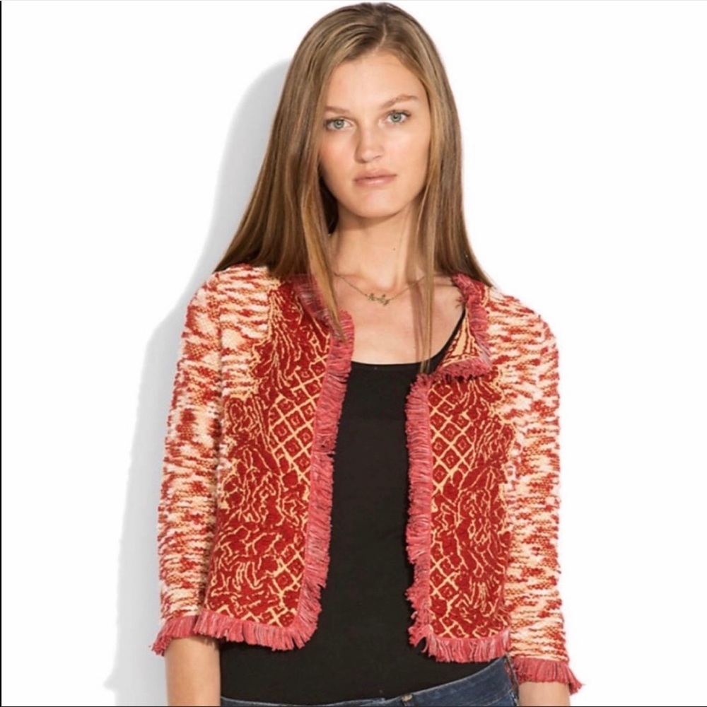 Lucky Brand Boho Fringe Bolero Jacket Cardigan